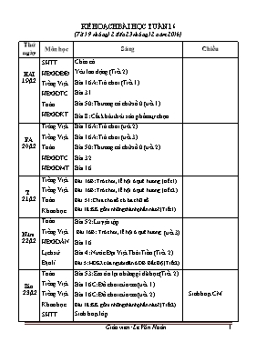 Kế hoạch bài học tuần 16 lớp 4 - Năm học 2016-2017 - Lê Văn Hoàn